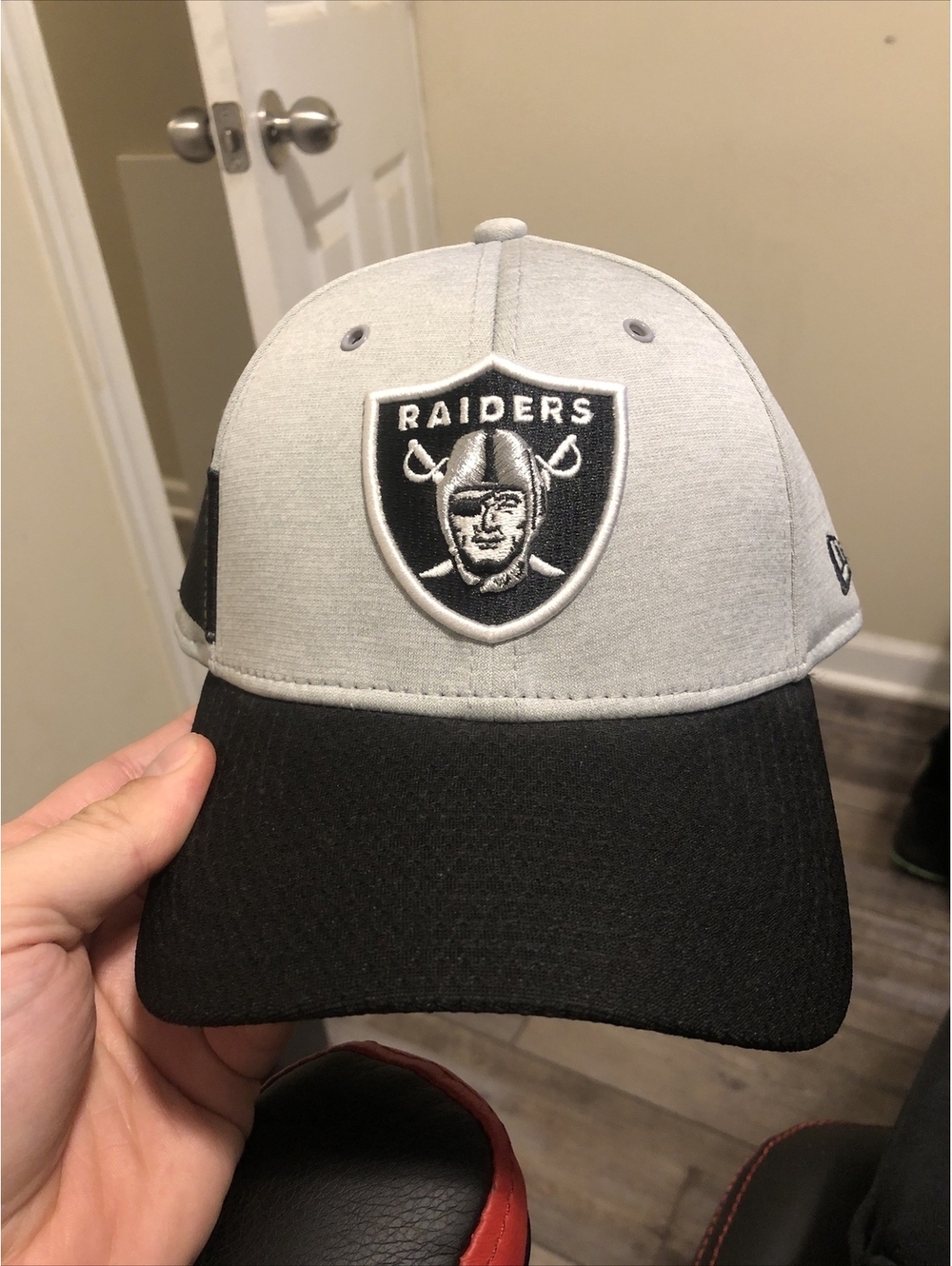 Raiders New Era,Fitted Hat, Small/medium, Gray on Black